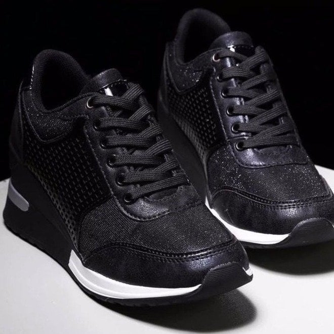 Amber | Women's Wedge Heel Support Sneakers with Metallic Style
