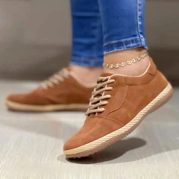 Leonie | Women’s Suede Flat Shoes with Lace Up