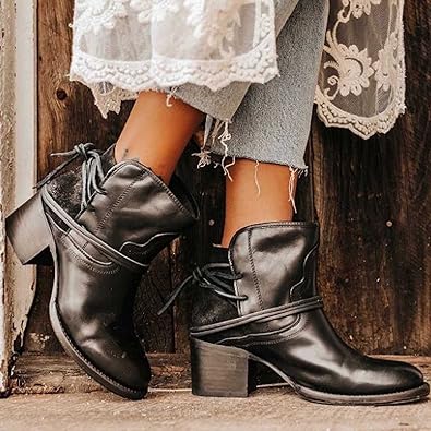 Stella | Women's Chunky Heel Lace-Up Ankle Boots