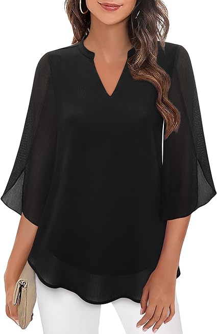 Pamela | Women's See Through Blouse with Slit Sleeve Style
