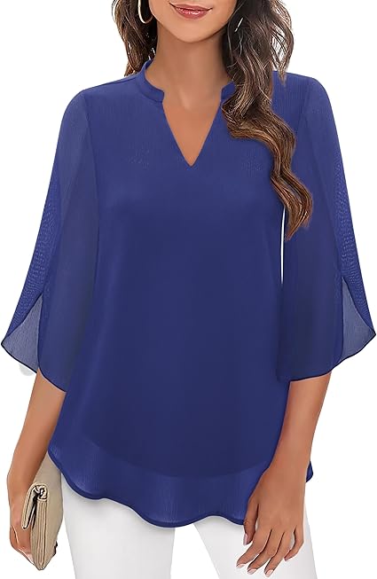 Pamela | Women's See Through Blouse with Slit Sleeve Style