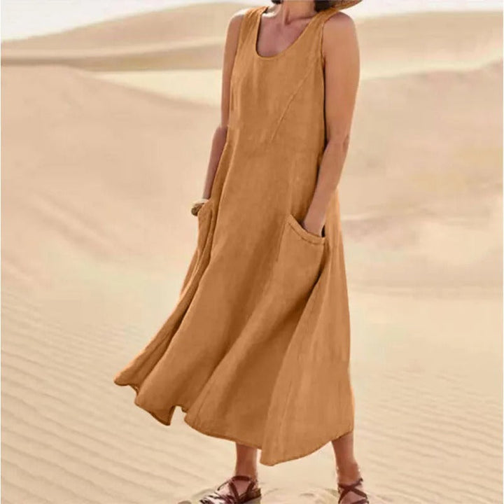 Ara | Women's Sleeveless Linen Summer Dress with Pockets