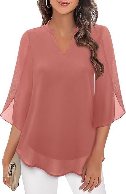 Pamela | Women's See Through Blouse with Slit Sleeve Style
