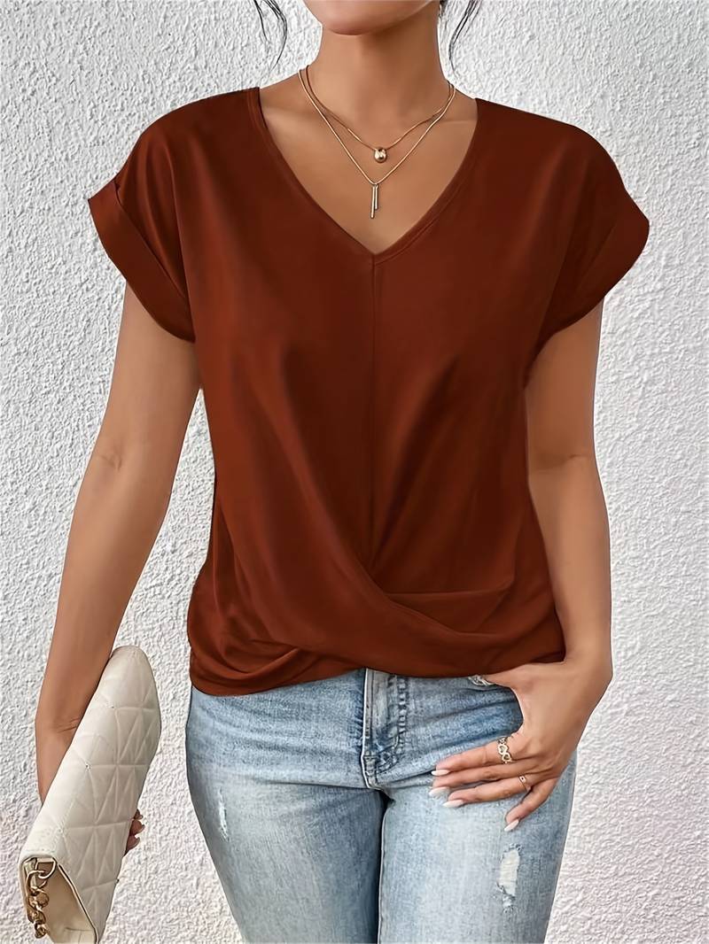 Riley | Women's Short Sleeve Summer Top with V-neck
