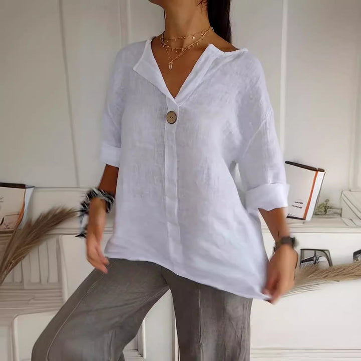 Charina | Women's V Neck Blouse with One Button
