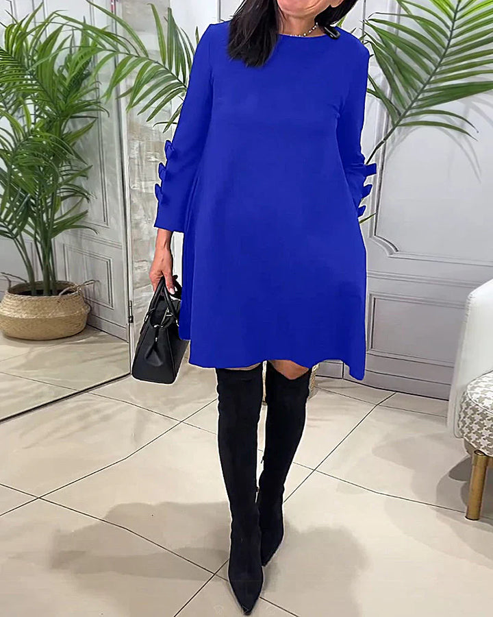 Elani | Women's A-Line Mini Dress with Bow Sleeve Accents
