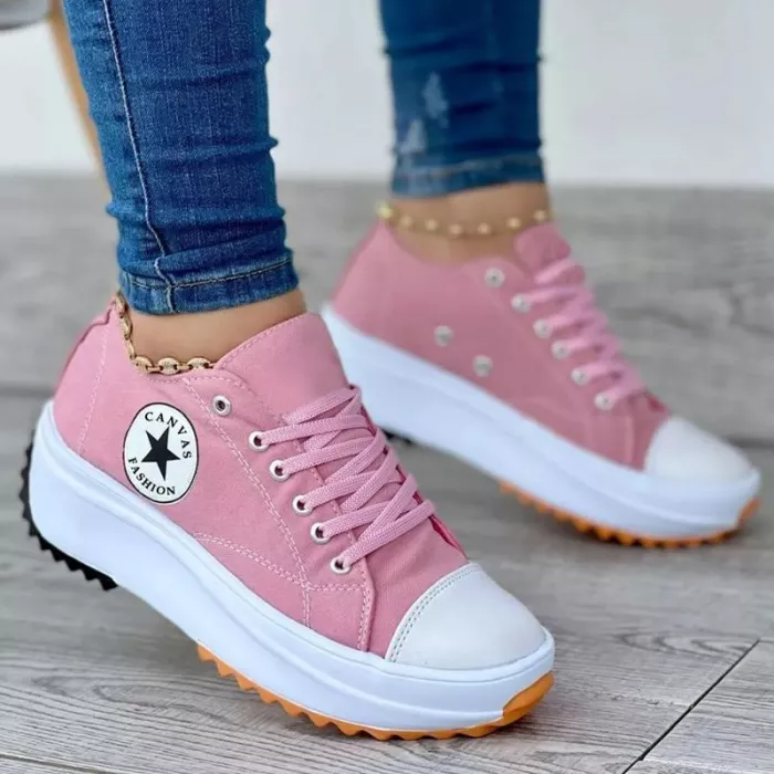Kylie | Women’s Platform Canvas Sneakers with Rubber Sole
