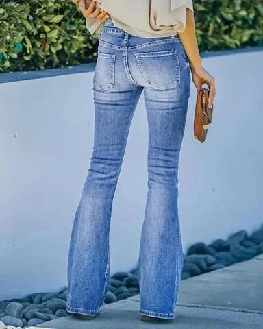 Linnea | Women's High Waisted Stretch Flared Denim Jeans