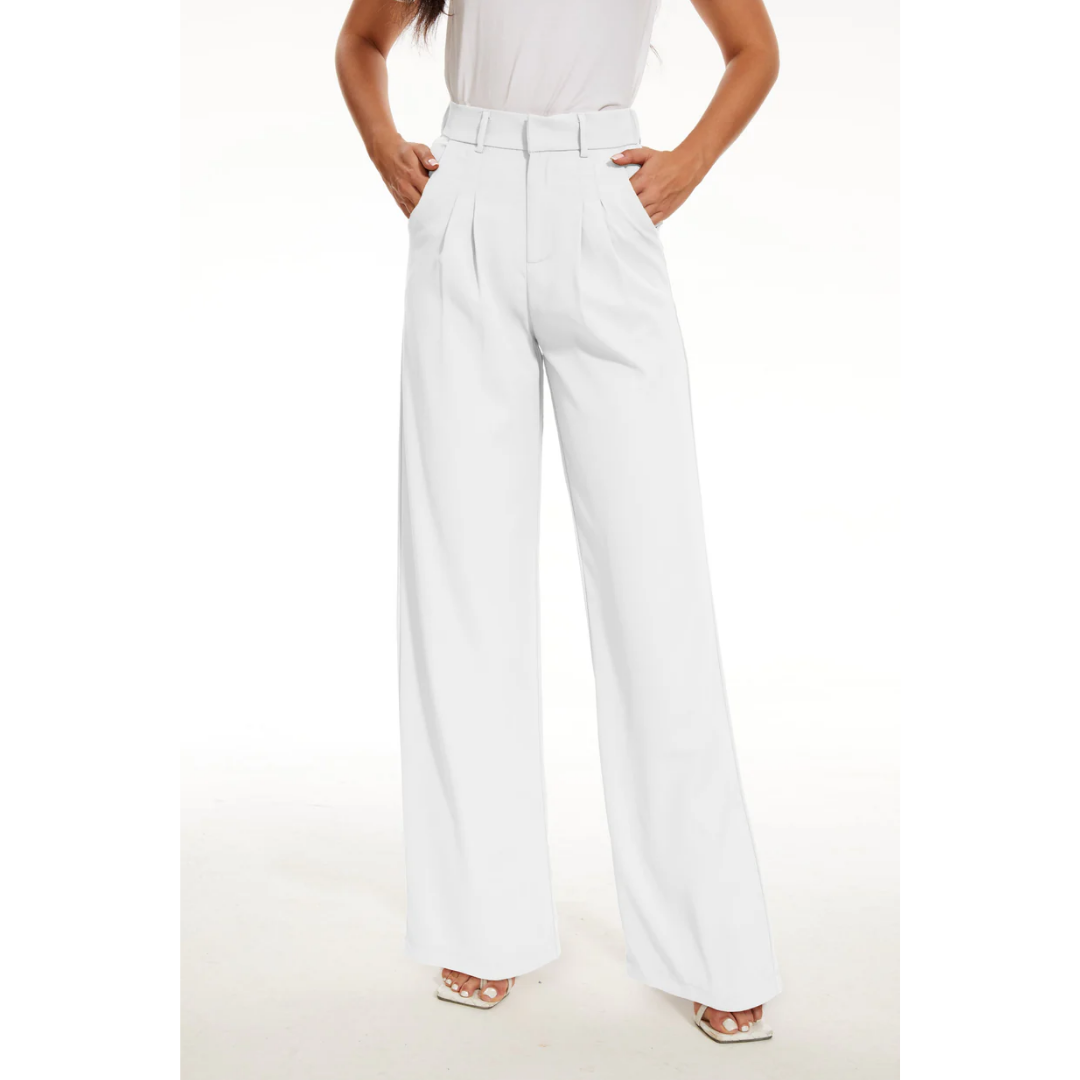 Aurora | Women's High Waisted Wide Leg Pleated Dress Pants