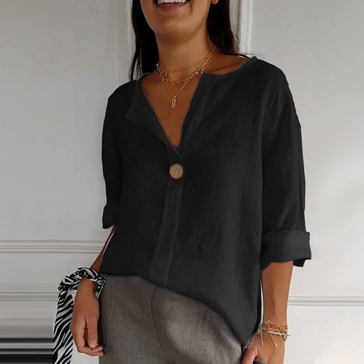 Charina | Women's V Neck Blouse with One Button