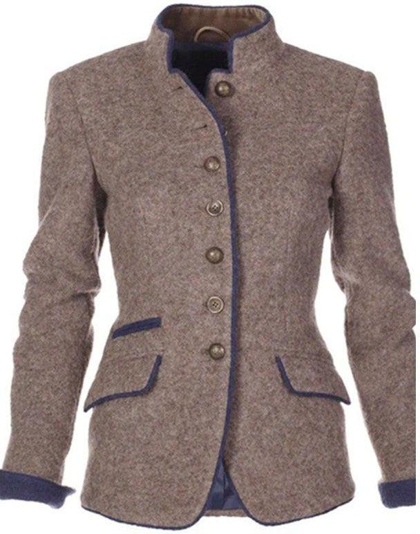 Renata | Women's Stand Collar Coat with Buttons and Pockets