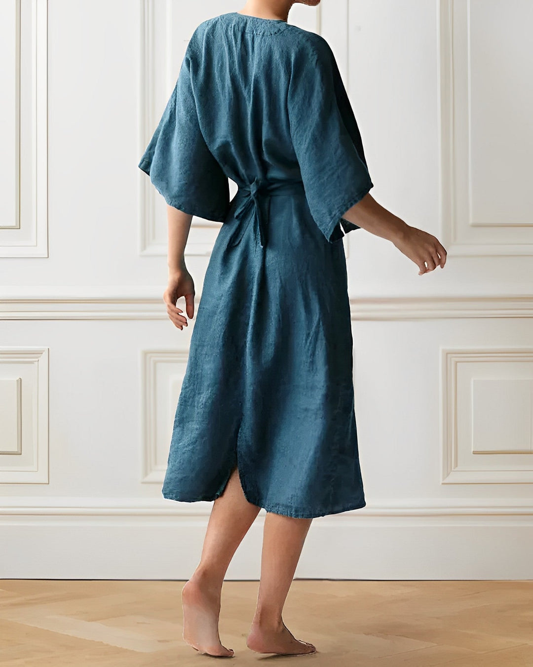 Elena | Women's Casual V-neck A-Line Midi Dress