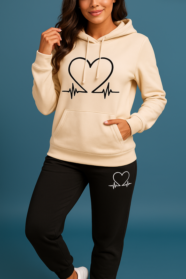 Ariana | Women's Heart Beat Two Piece Set with Hoodie and Jogger Pants