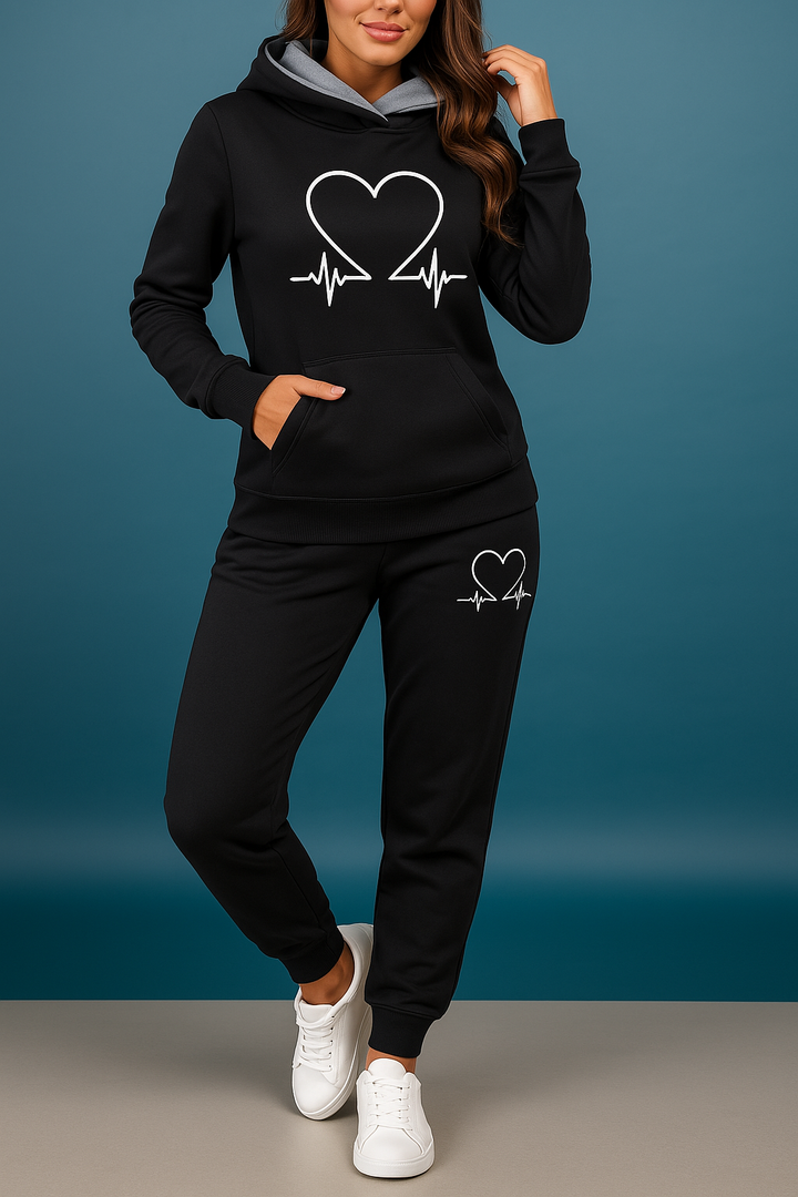 Ariana | Women's Heart Beat Two Piece Set with Hoodie and Jogger Pants