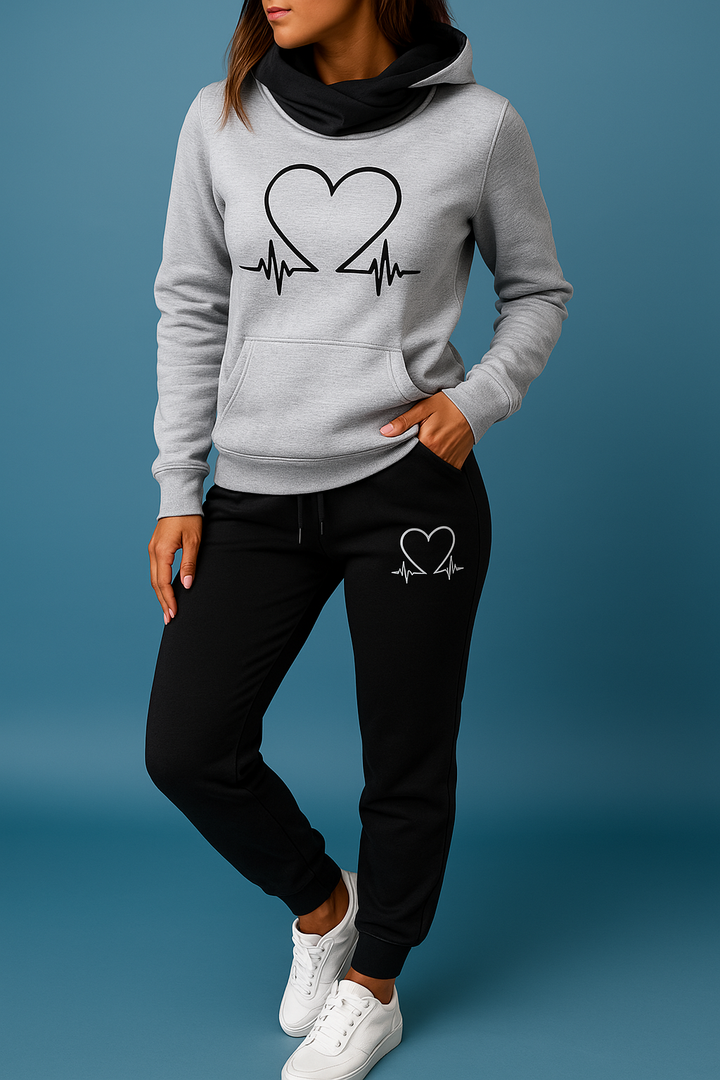 Ariana | Women's Heart Beat Two Piece Set with Hoodie and Jogger Pants