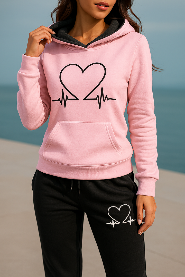 Ariana | Women's Heart Beat Two Piece Set with Hoodie and Jogger Pants