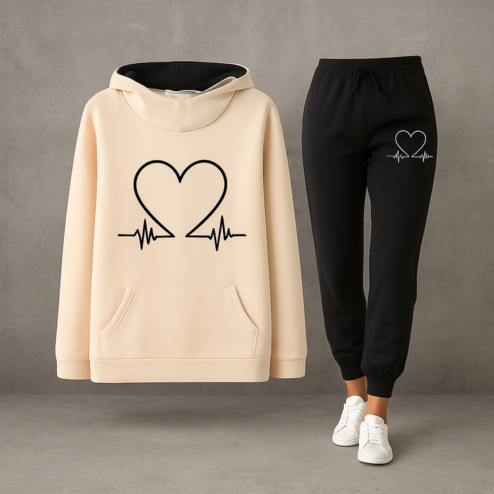 Ariana | Women's Heart Beat Two Piece Set with Hoodie and Jogger Pants