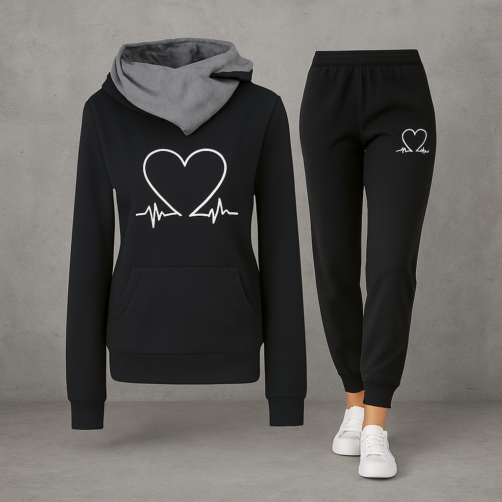 Ariana | Women's Heart Beat Two Piece Set with Hoodie and Jogger Pants