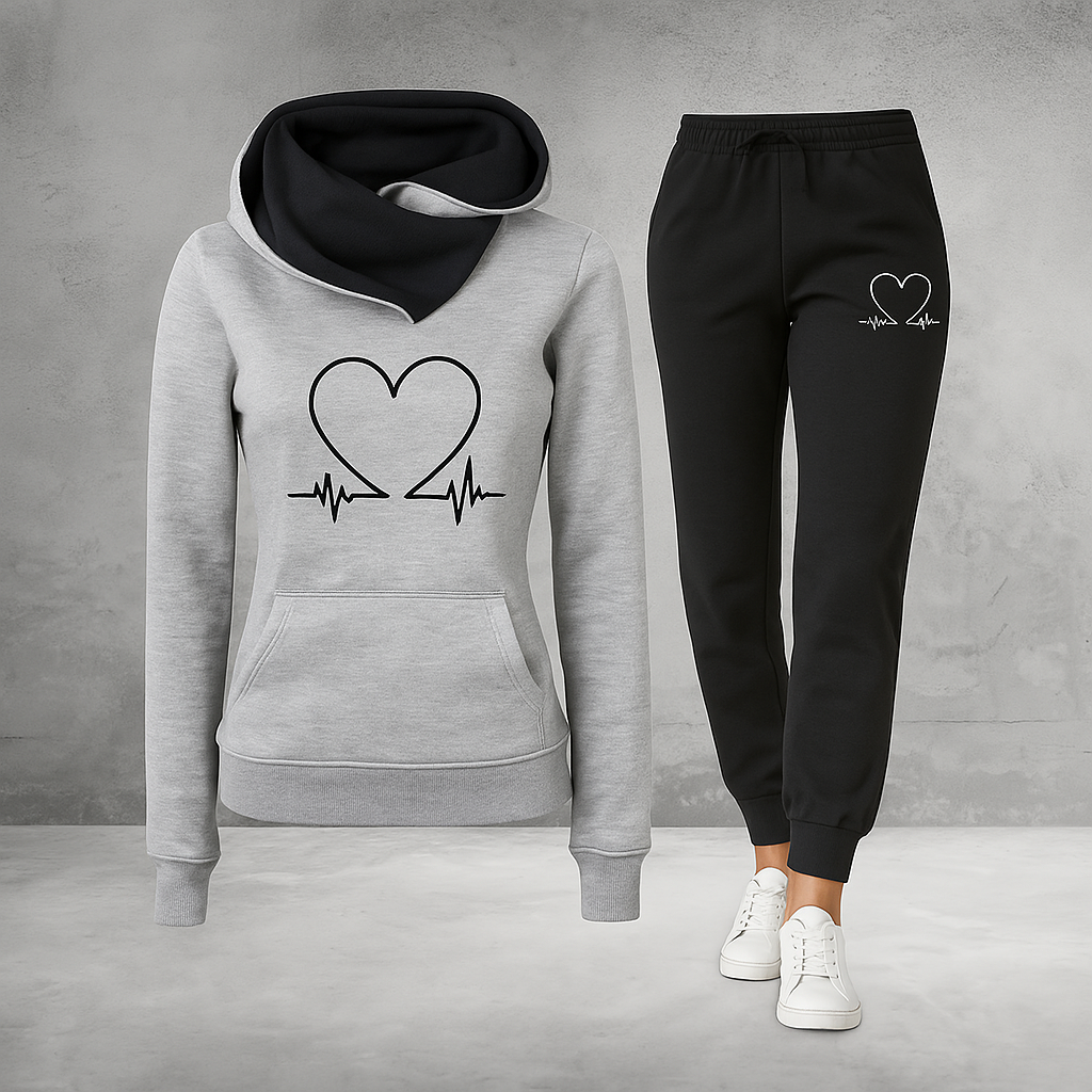 Ariana | Women's Heart Beat Two Piece Set with Hoodie and Jogger Pants