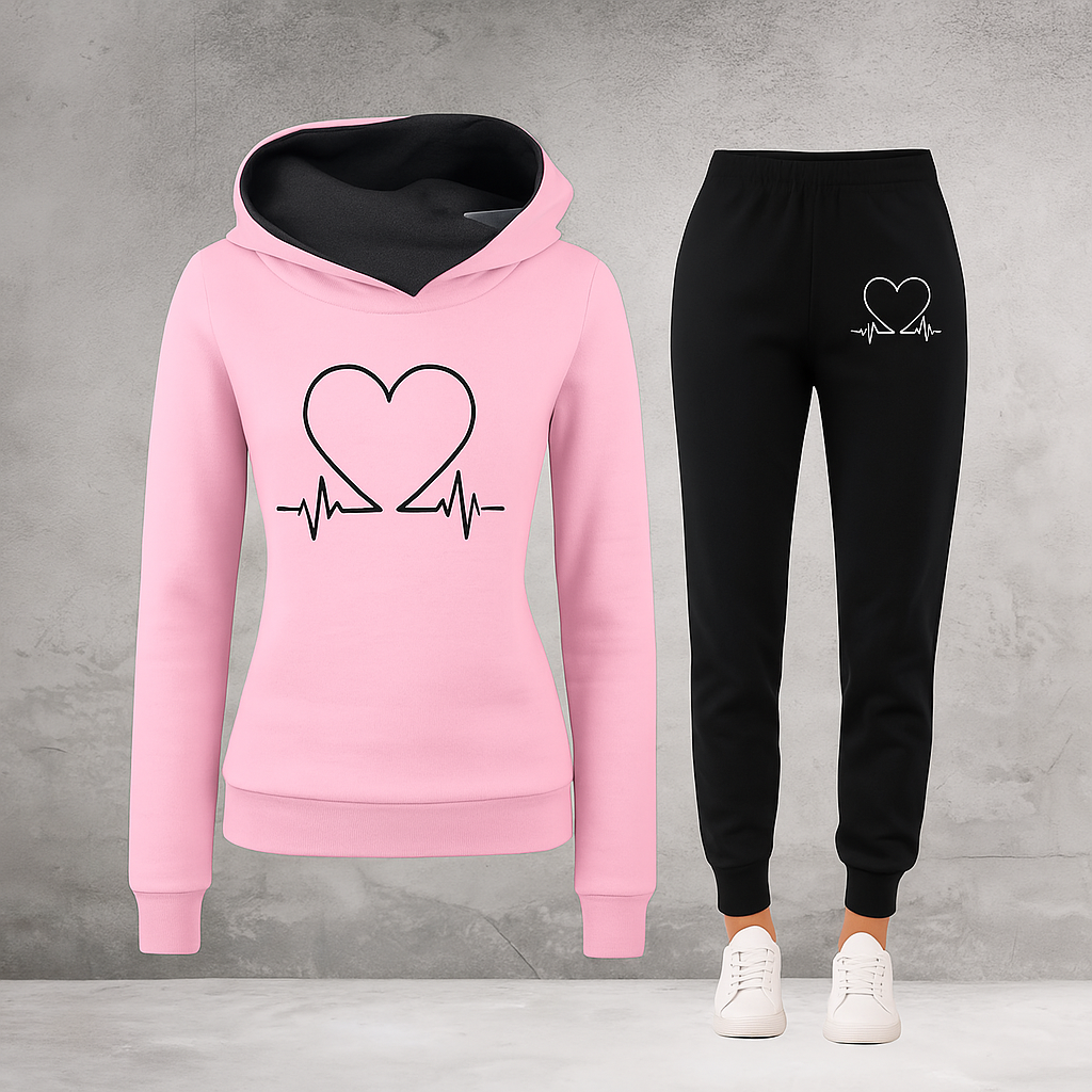 Ariana | Women's Heart Beat Two Piece Set with Hoodie and Jogger Pants