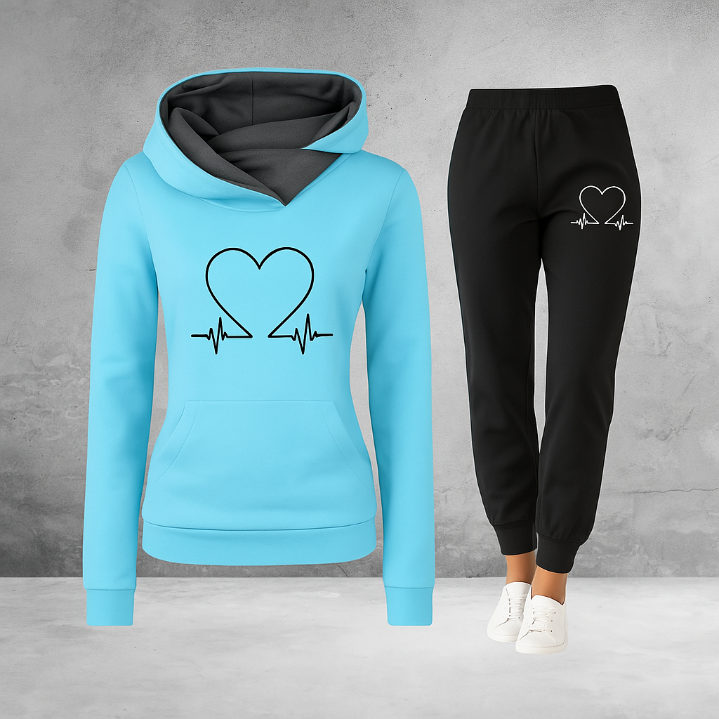Ariana | Women's Heart Beat Two Piece Set with Hoodie and Jogger Pants