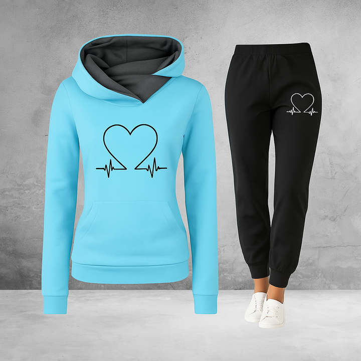 Ariana | Women's Heart Beat Two Piece Set with Hoodie and Jogger Pants