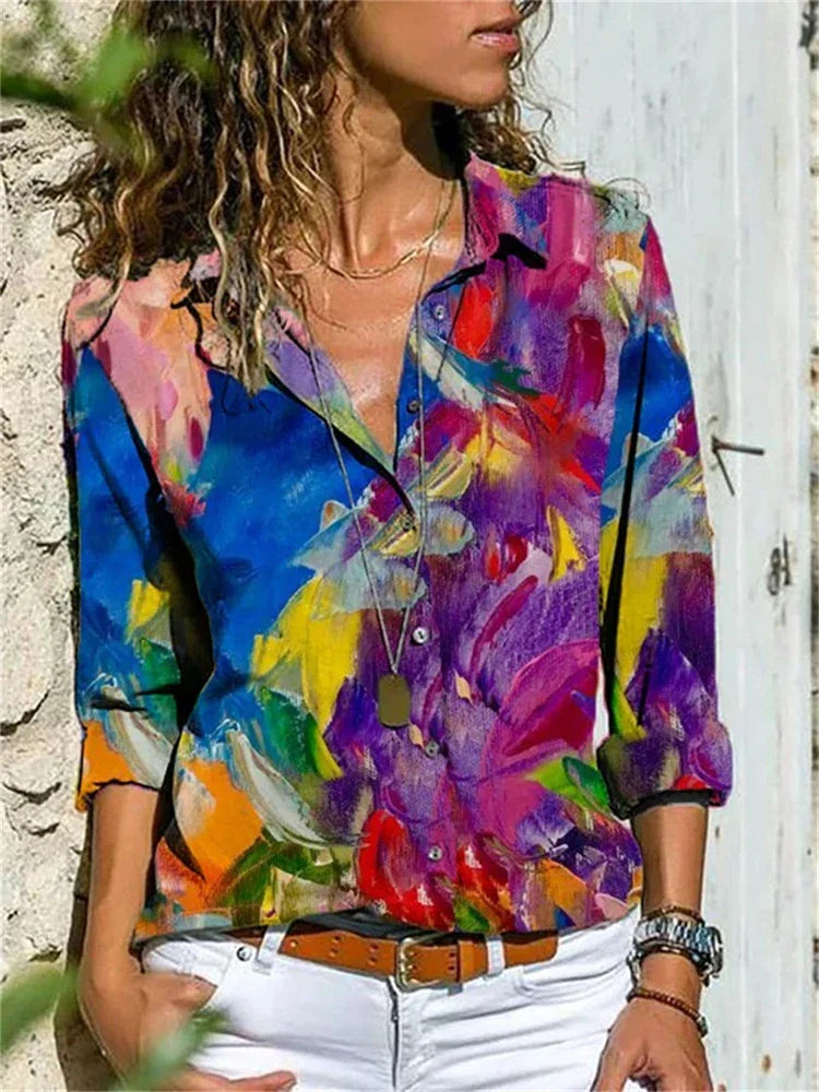 Peyton | Women's Geometric Print Button Down Summer Shirt
