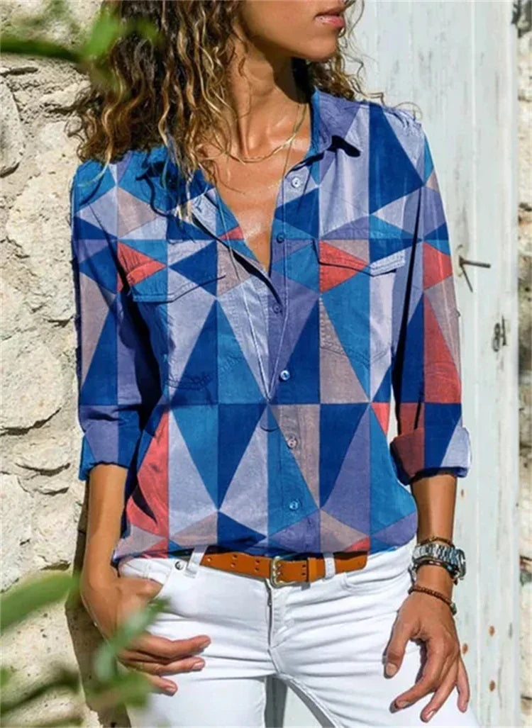 Peyton | Women's Geometric Print Button Down Summer Shirt