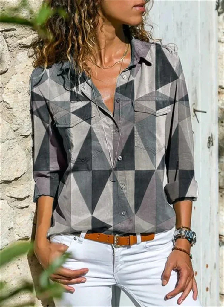 Peyton | Women's Geometric Print Button Down Summer Shirt