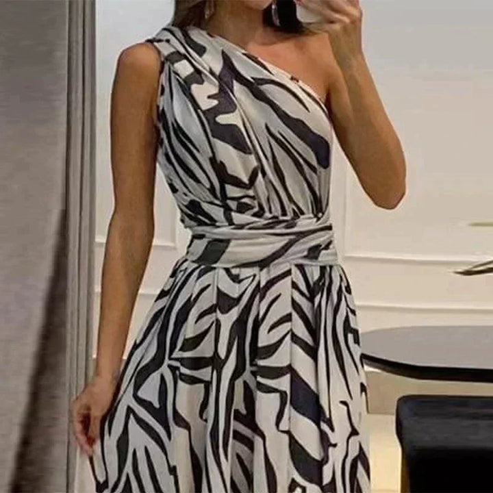 Chelsea | Women's Printed Maxi Dress with Asymmetrical and Slit