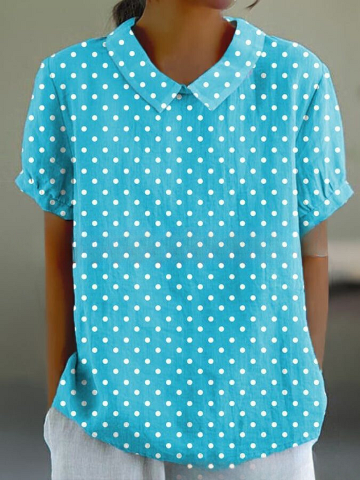 Elara | Women’s Floral Short Sleeve Blouse with Collar