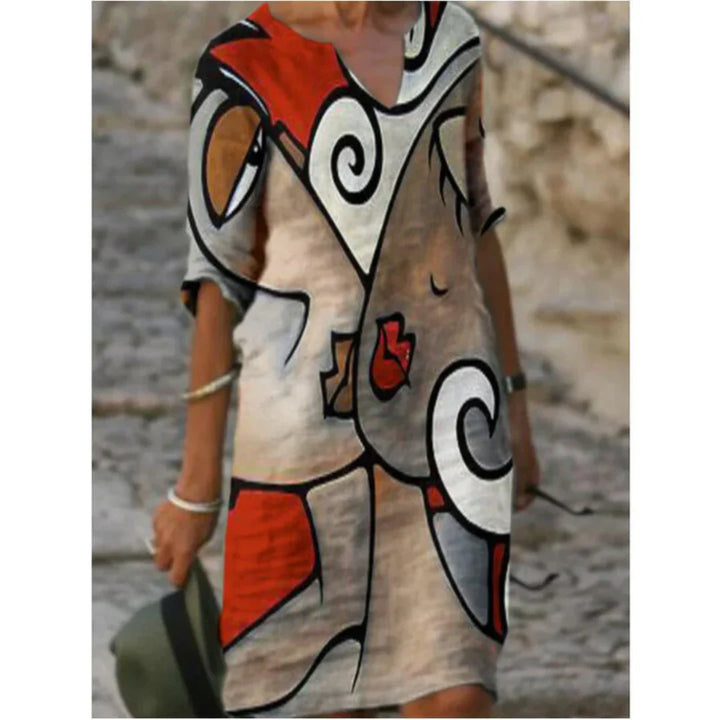 Jewel | Women's Graphic Print V Neck Summer Mini Dress