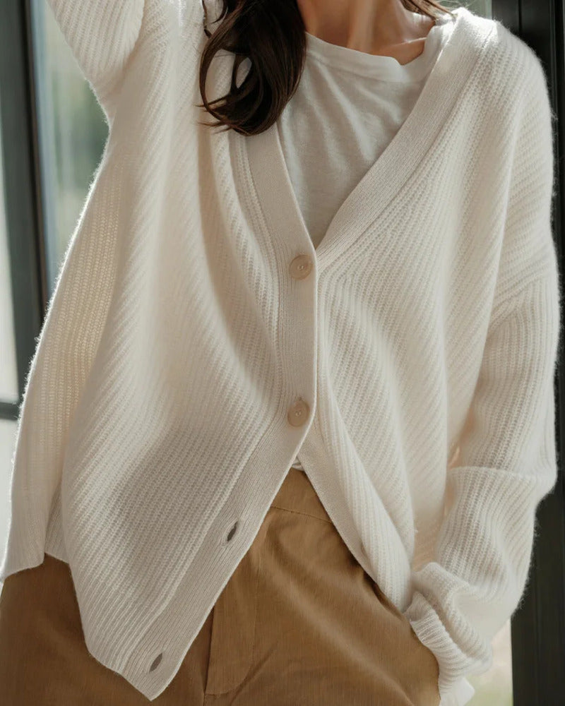 Gabriella | Woman's Cozy Oversized V Neck Cashmere Cardigan