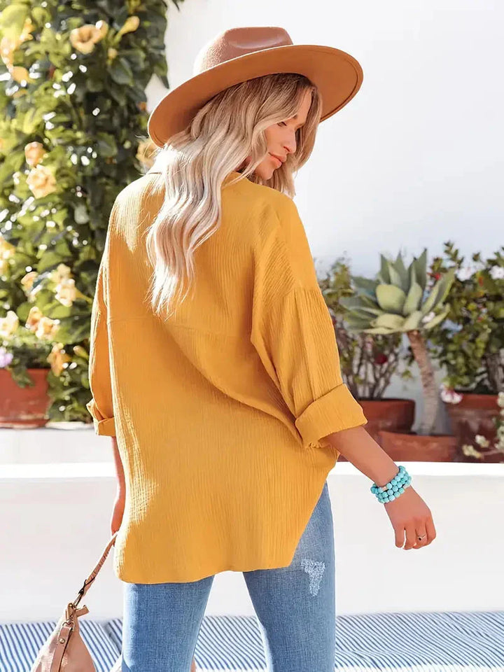 Kiara | Women's Long Sleeve Top with Button and Chest Pocket