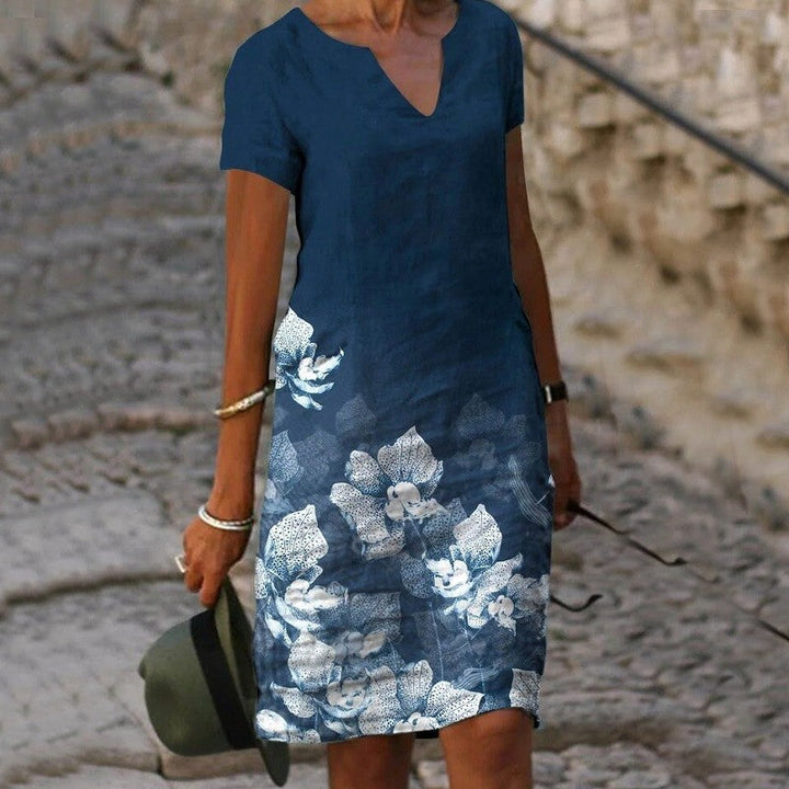 Allie | Women's Floral Print Mini Summer Dress with V-neck