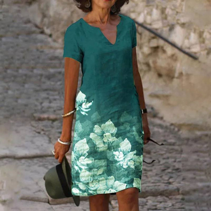 Allie | Women's Floral Print Mini Summer Dress with V-neck