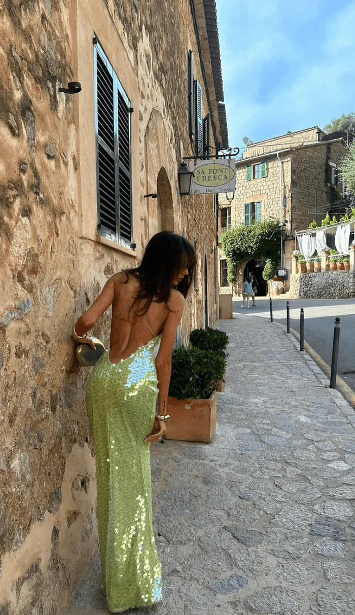 Brooke | Women's Sleeveless Sequin Formal Dress with Backless
