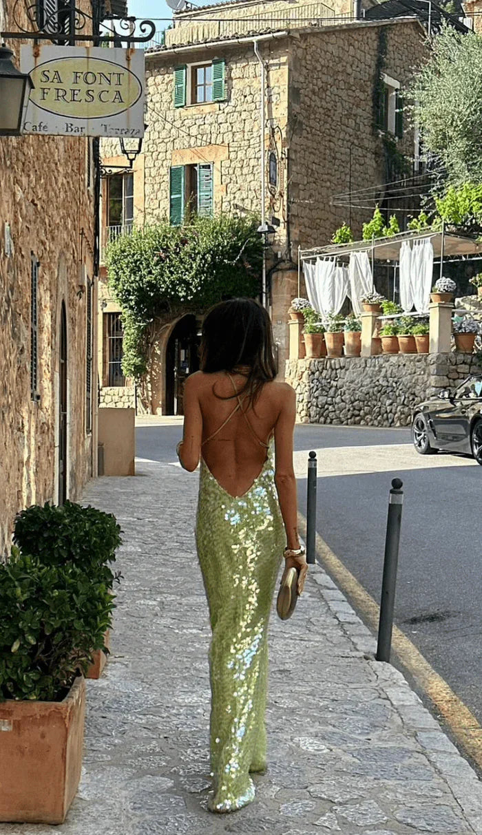 Brooke | Women's Sleeveless Sequin Formal Dress with Backless