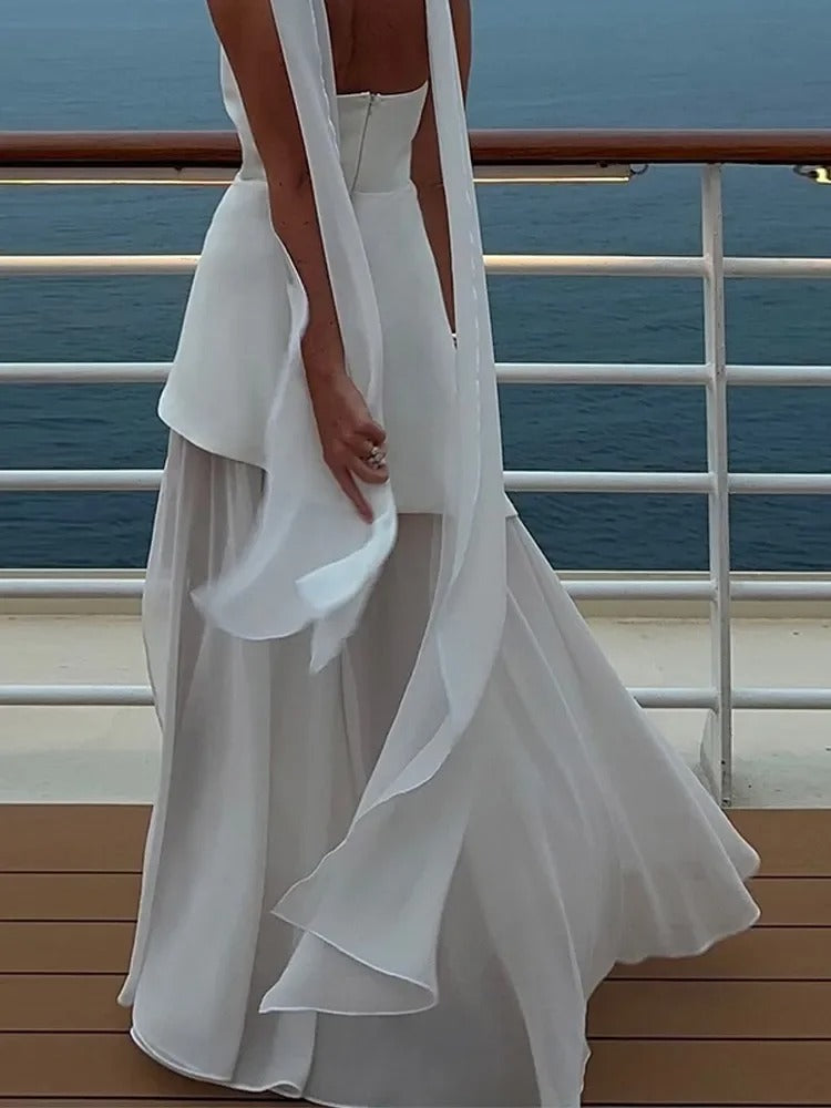 Morgan | Women's Starpless Maxi Dress with Scarf and Layered Slit