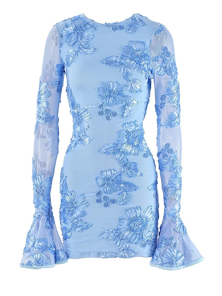 Ivy | Women's Long Sleeves Open Back Mini Dress