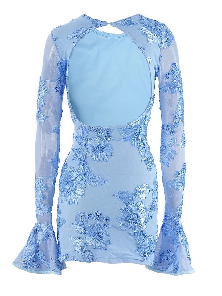 Ivy | Women's Long Sleeves Open Back Mini Dress
