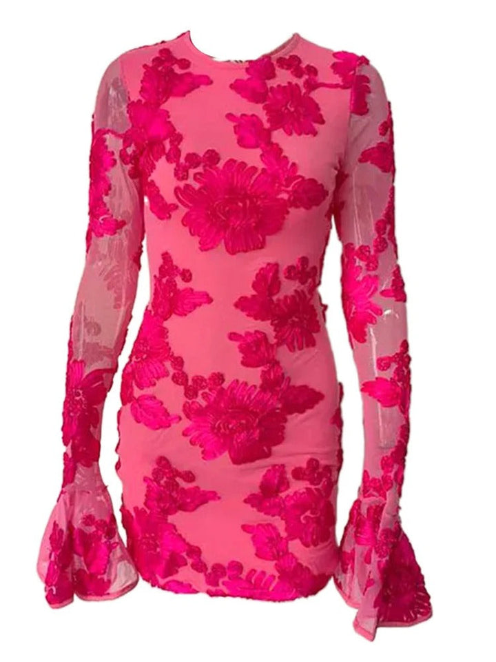 Ivy | Women's Long Sleeves Open Back Mini Dress
