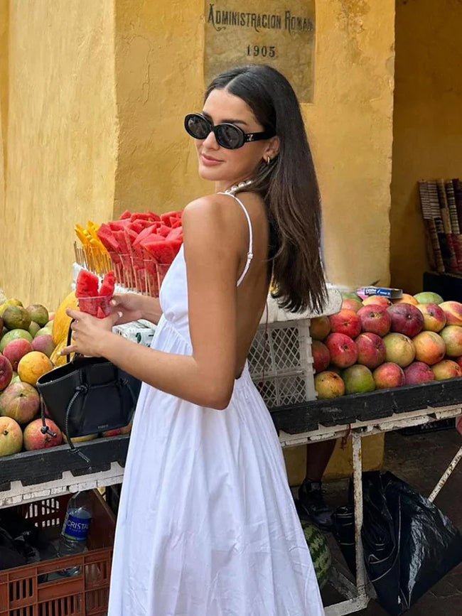 Summer | Women's Sleeveless Low Back V-Neck Maxi Dress