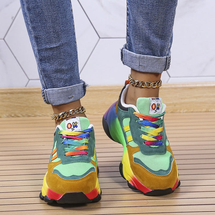 Avery | Women's Multicolor Casual Sneakers with Lace Up