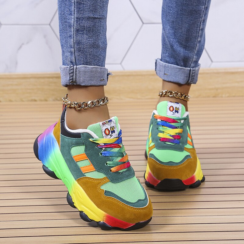 Avery | Women's Multicolor Casual Sneakers with Lace Up