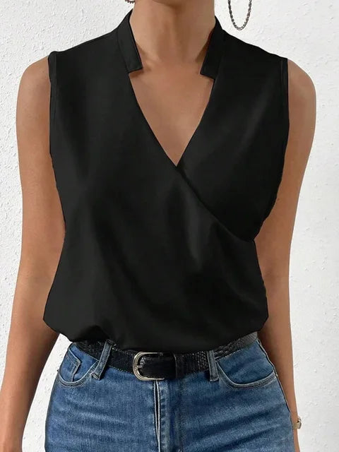 Tessa | Women's Wrap V Neck Summer Top with Sleeveless