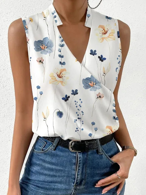 Tessa | Women's Wrap V Neck Summer Top with Sleeveless