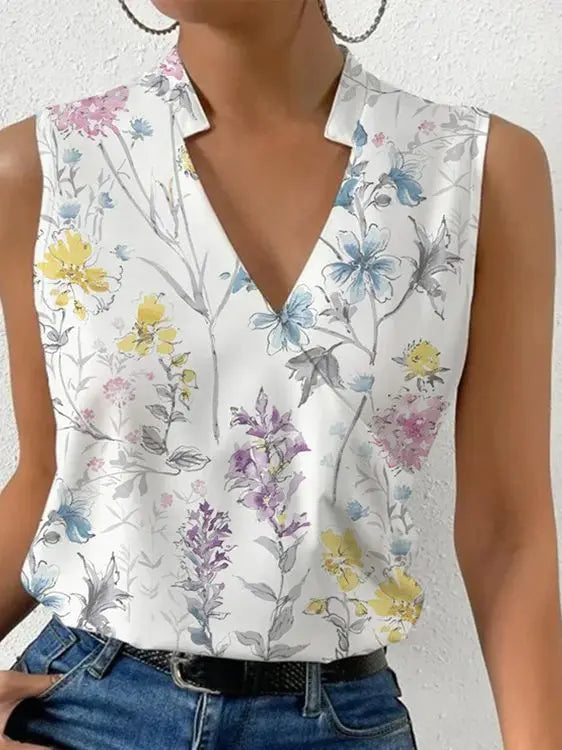Tessa | Women's Wrap V Neck Summer Top with Sleeveless
