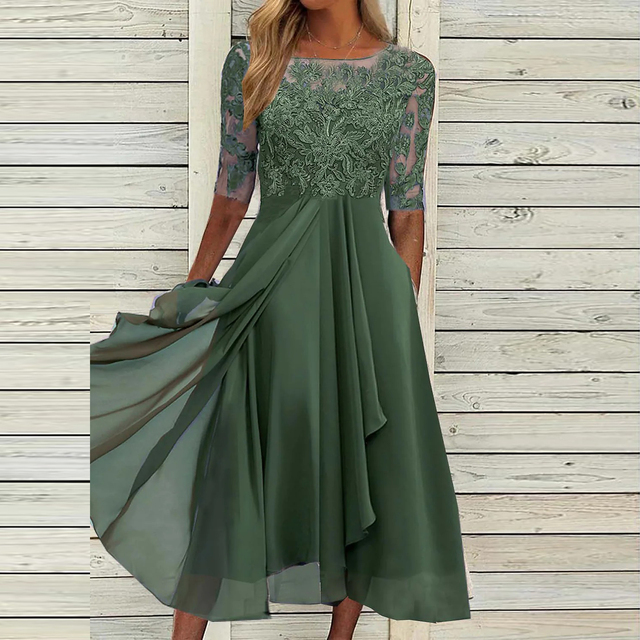 Orlena | Women's Sequined Midi Dress with Chiffon Skirt