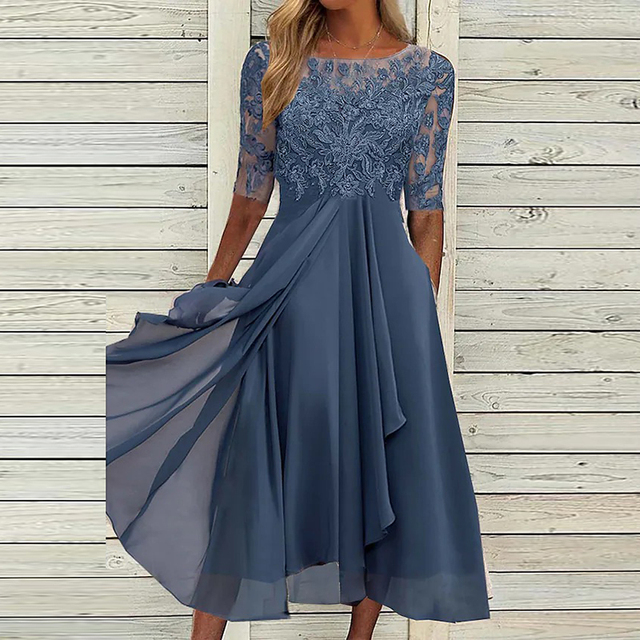 Orlena | Women's Sequined Midi Dress with Chiffon Skirt